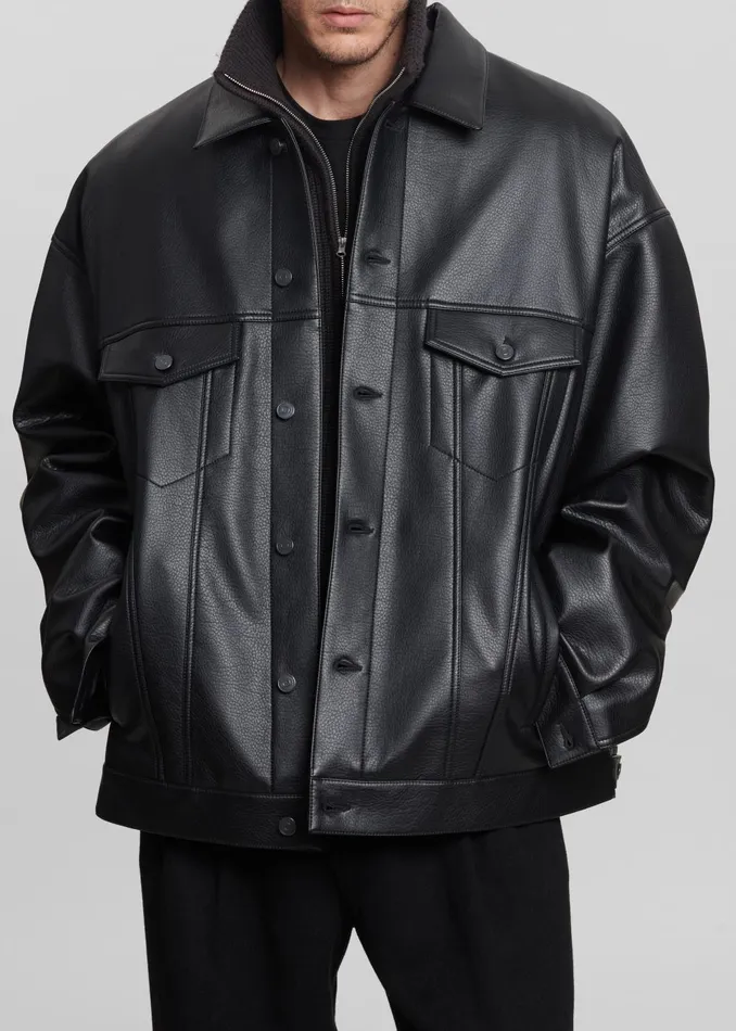 MenWomen Conan Faux Leather Jacket 8211 Black The Frankie Shop Outerwear