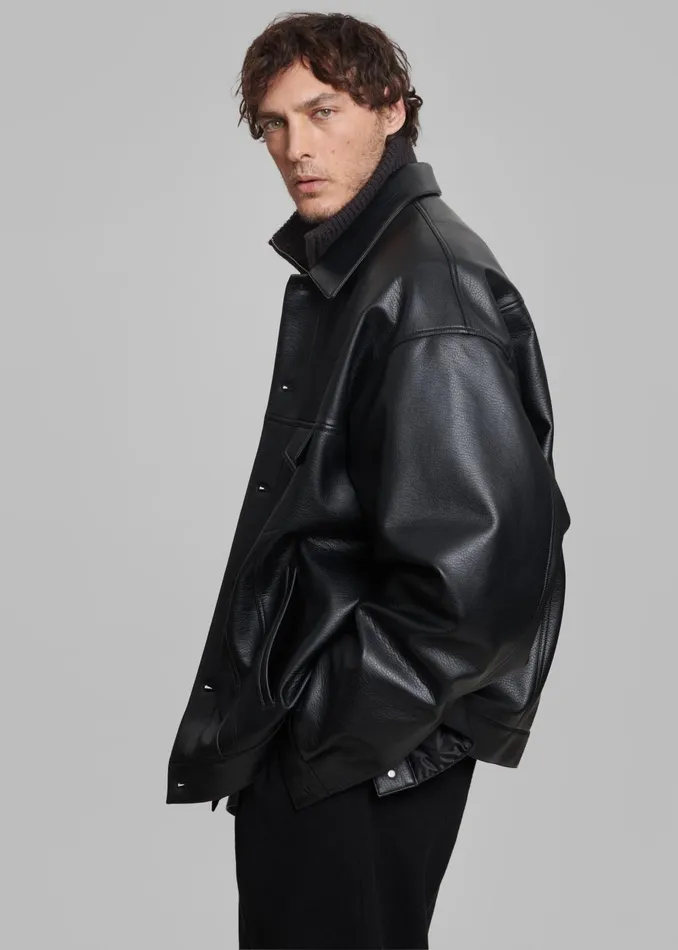 MenWomen Conan Faux Leather Jacket 8211 Black The Frankie Shop Outerwear