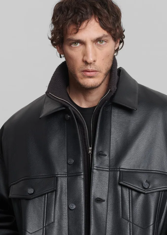 MenWomen Conan Faux Leather Jacket 8211 Black The Frankie Shop Outerwear