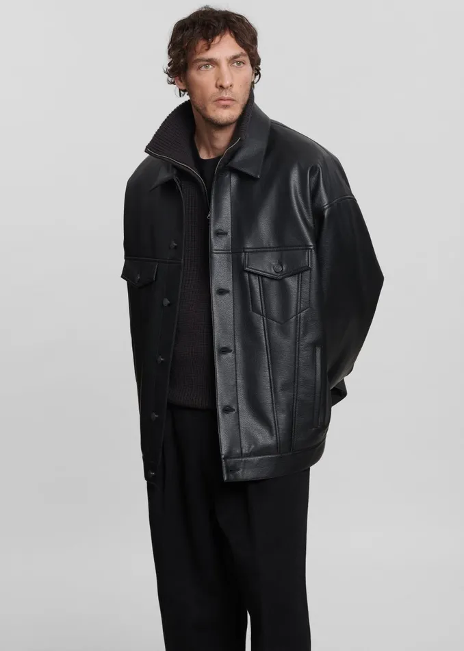 MenWomen Conan Faux Leather Jacket 8211 Black The Frankie Shop Outerwear