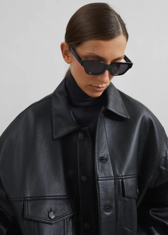 MenWomen Conan Faux Leather Jacket 8211 Black The Frankie Shop Outerwear
