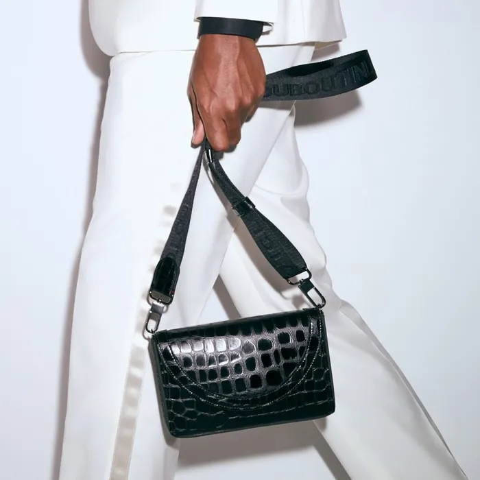 MenWomen Explorafunk Chain Wallet 8211 Alligator Embossed Calf Leather 8211 Black Christian Louboutin Crossbody Bags