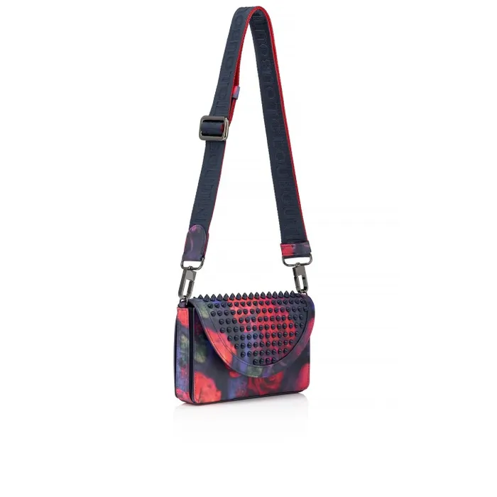 MenWomen Funky Wallet On Chain 8211 Roses Printed Calf Leather And Spikes 8211 Multicolor Christian Louboutin Mini Bags and Pouches
