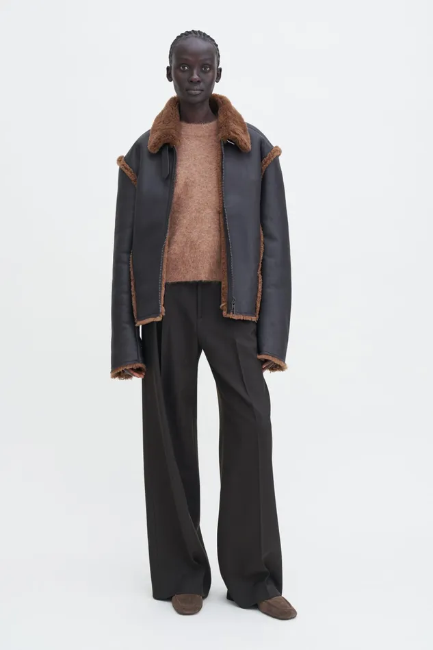 MenWomen Shearling Aviator Jacket Worn Brown Filippa K Outerwear