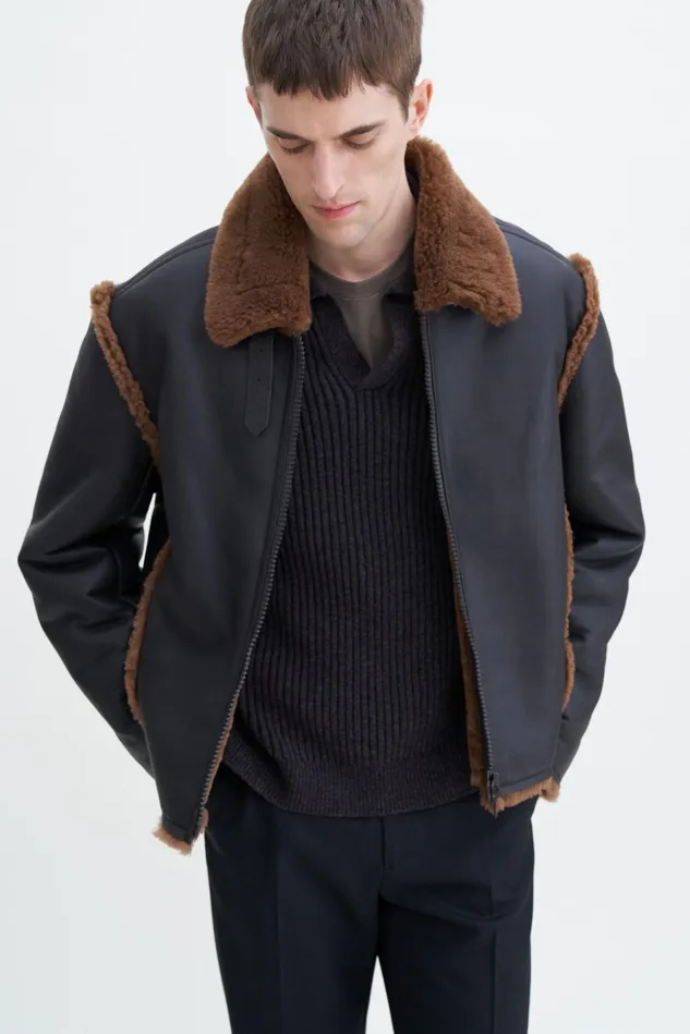 MenWomen Shearling Aviator Jacket Worn Brown Filippa K Outerwear