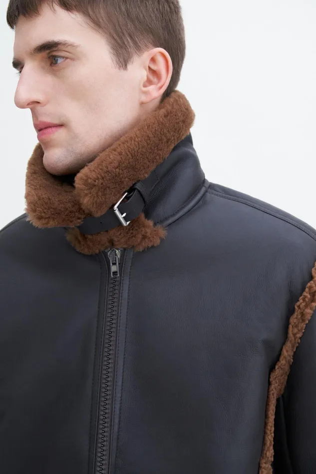 MenWomen Shearling Aviator Jacket Worn Brown Filippa K Outerwear