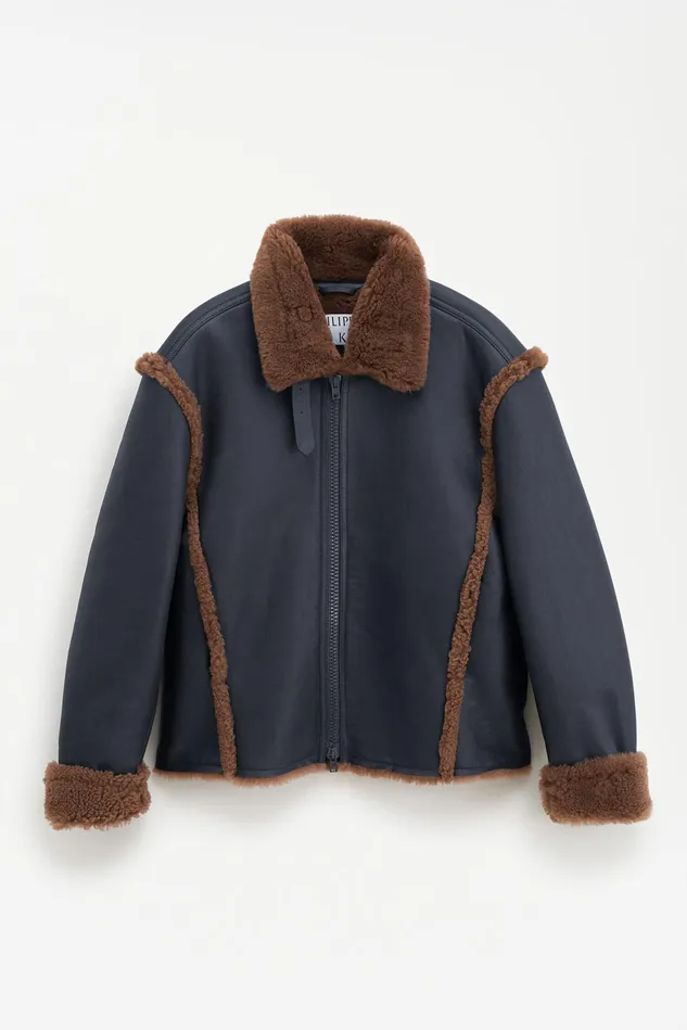 MenWomen Shearling Aviator Jacket Worn Brown Filippa K Outerwear