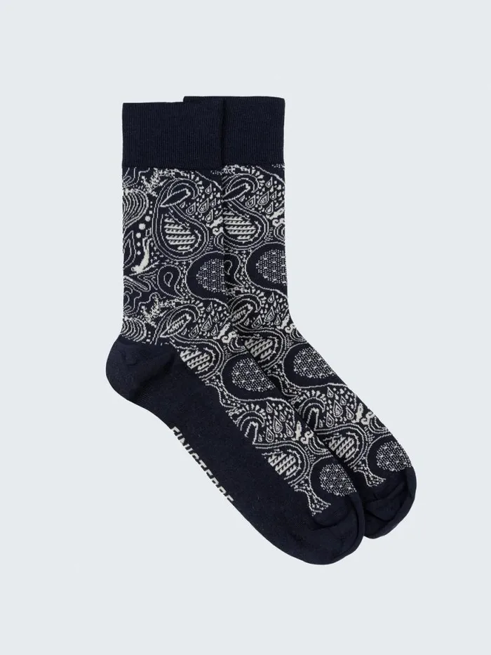 MenWomen Tidelands Lightweight Sock Paisley Navyecru Finisterre Socks