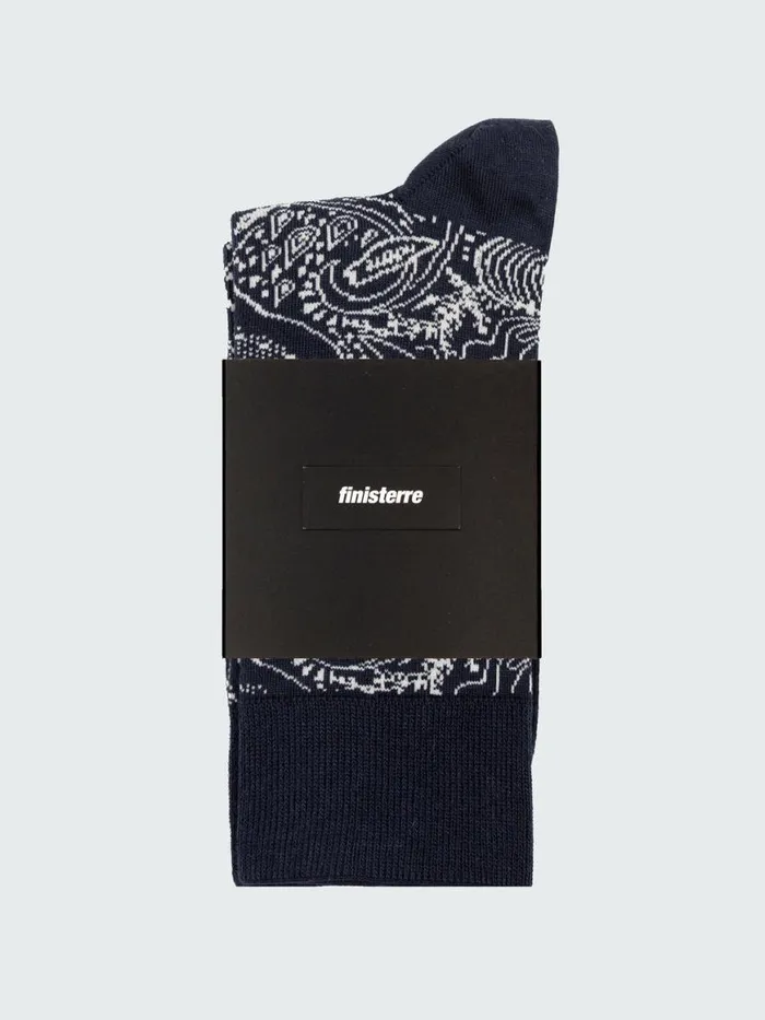 MenWomen Tidelands Lightweight Sock Paisley Navyecru Finisterre Socks