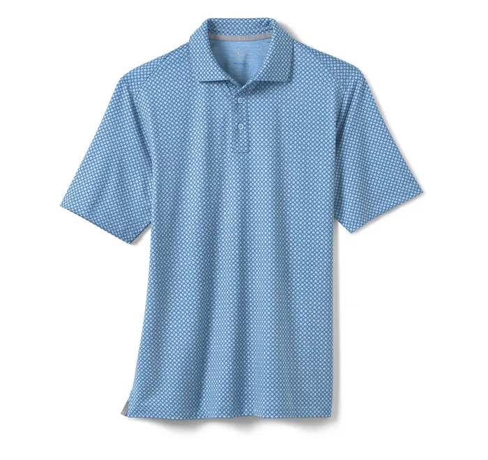Men XC4 Performance Print Polos Cool Degree Blue Geo Circle Polos and Tees Johnston and Murphy