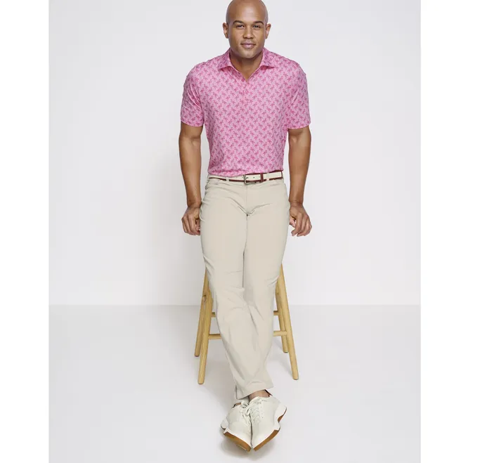 Men XC4 Performance Print Polos Cool Degree Pink Flamingo Polos and Tees Johnston and Murphy
