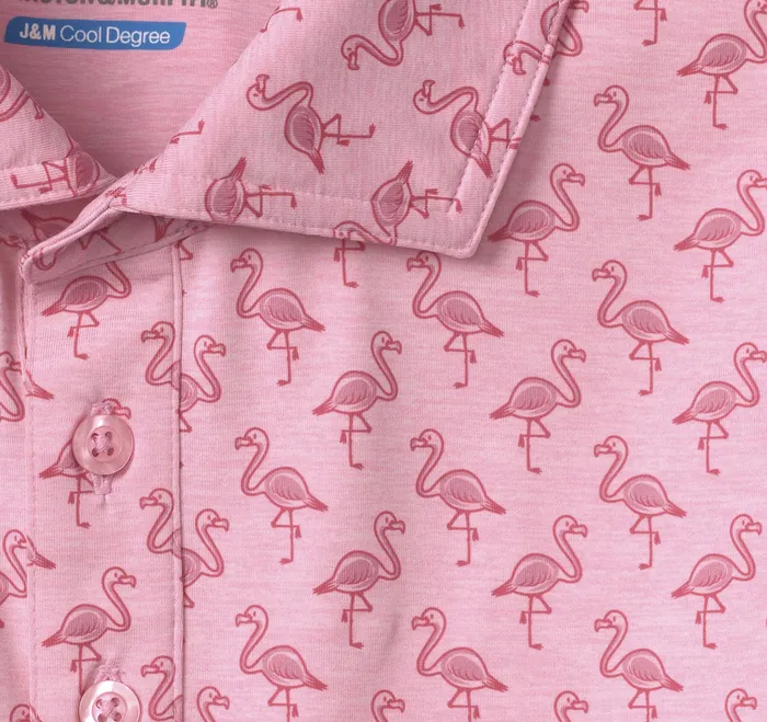 Men XC4 Performance Print Polos Cool Degree Pink Flamingo Polos and Tees Johnston and Murphy