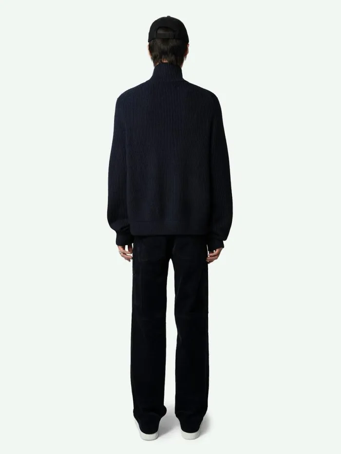 Men Zadig and Voltaire Sweaters and Cardigans Charles Cardigan Encre Men Zadig and Voltaire Sweaters and Cardigans Charles Cardigan Encre