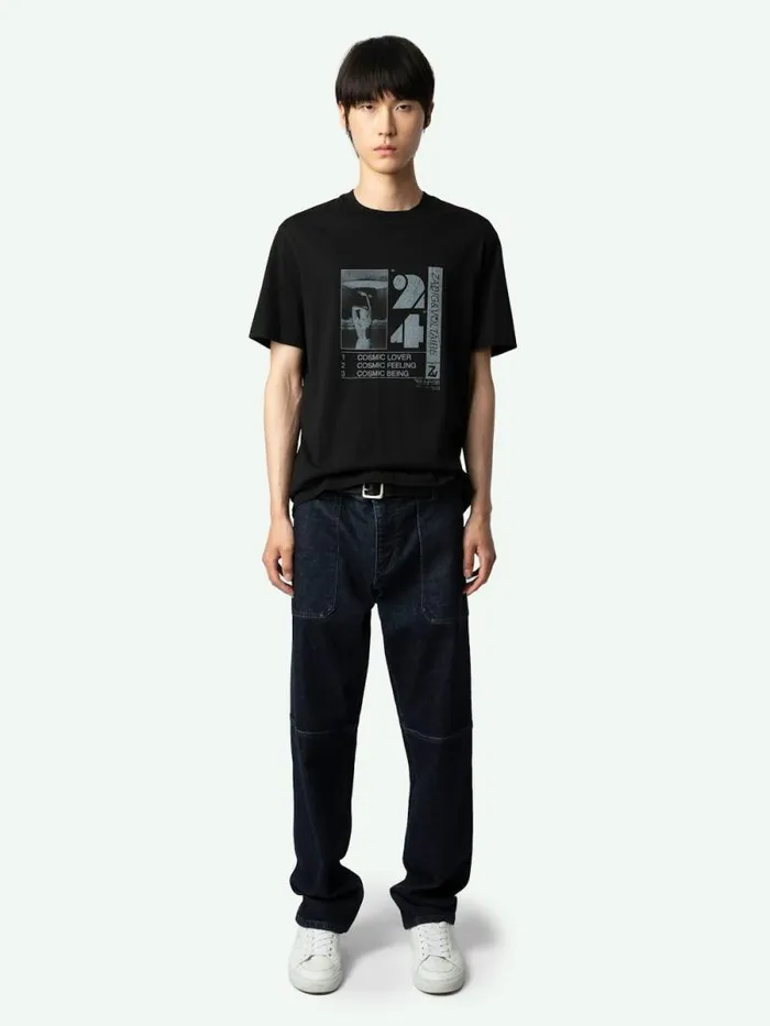 Men Zadig and Voltaire TShirts Ted Photoprint Tshirt Black