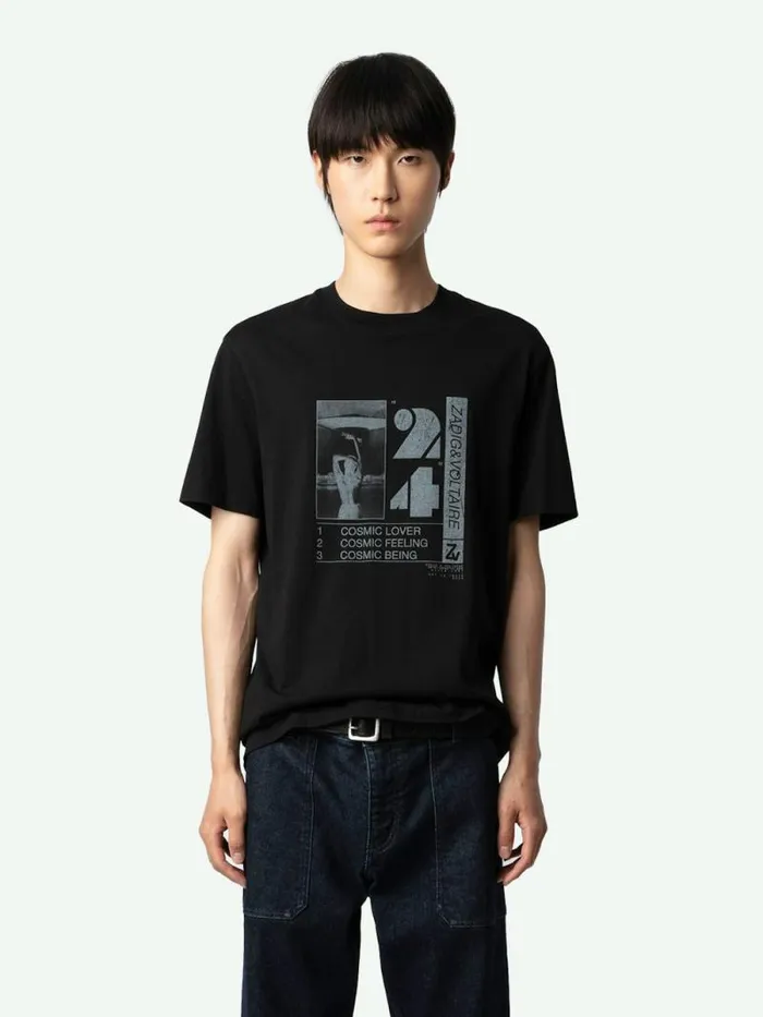 Men Zadig and Voltaire TShirts Ted Photoprint Tshirt Black