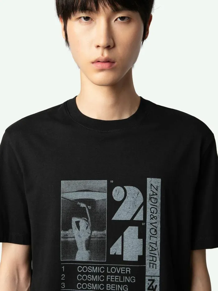 Men Zadig and Voltaire TShirts Ted Photoprint Tshirt Black