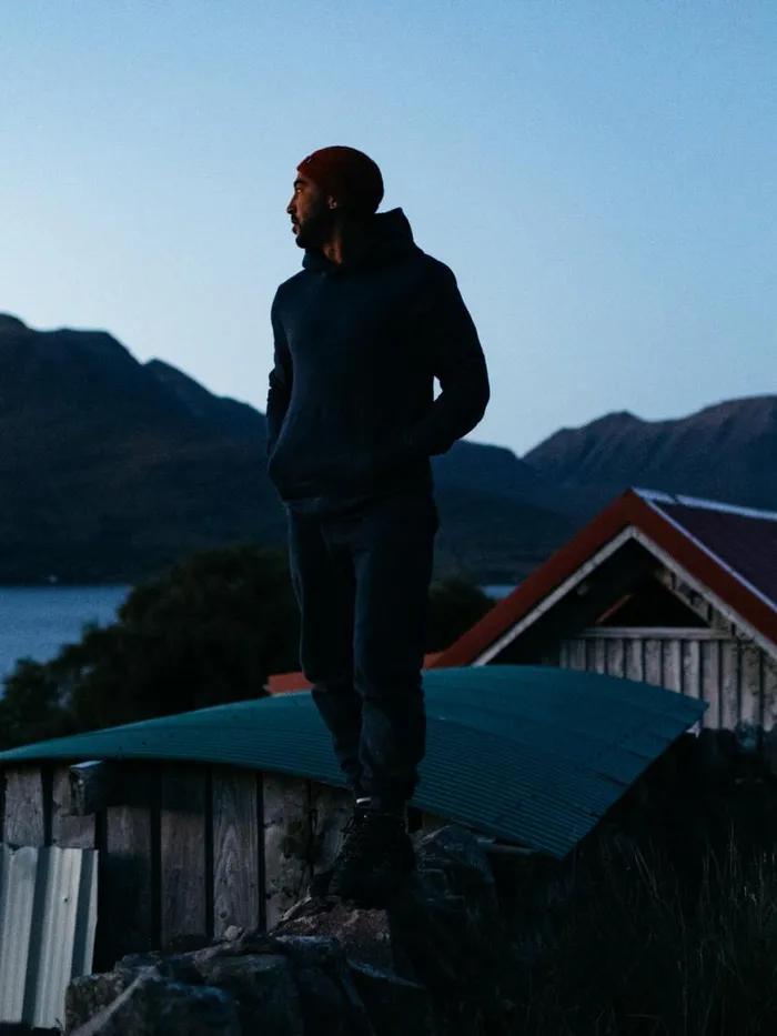 Men Zawn Hoodie Navy Finisterre Sweatshirts and Hoodies