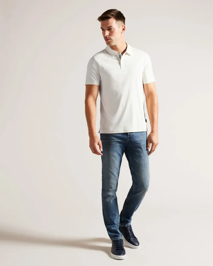 Men ZEITER 8211 Short Sleeve Slim Fit Polo Shirt White Ted Baker Tops