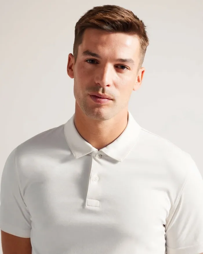 Men ZEITER 8211 Short Sleeve Slim Fit Polo Shirt White Ted Baker Tops