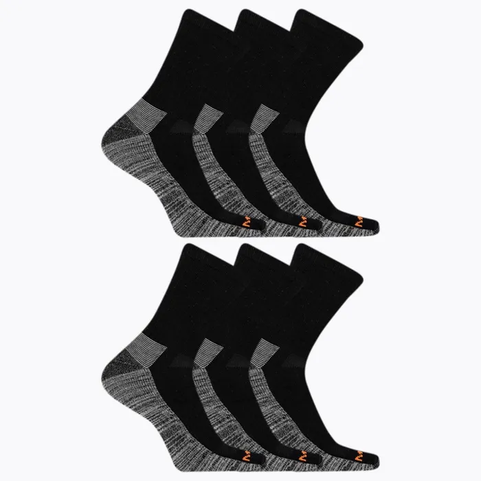Merrell Work Crew Sock 6 Pack Black MenWomen Socks
