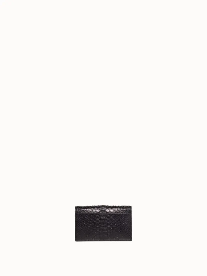 Metallic Python Leather Crossbody Envelope Clutch Black Women Akris Shoulder Bags