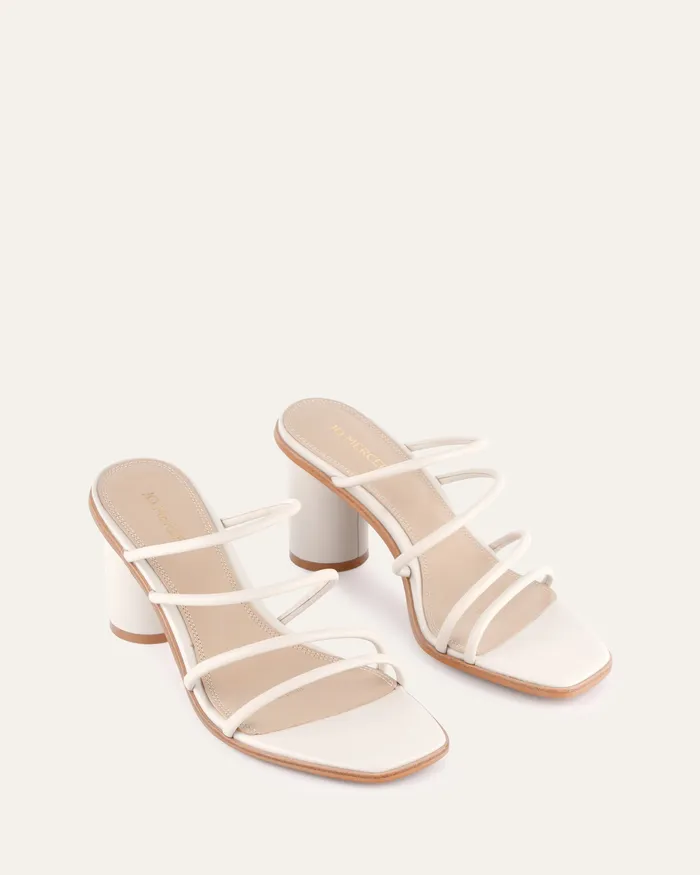 MID SANDALS jomercer Women Naomi mid heel sandals off white leather