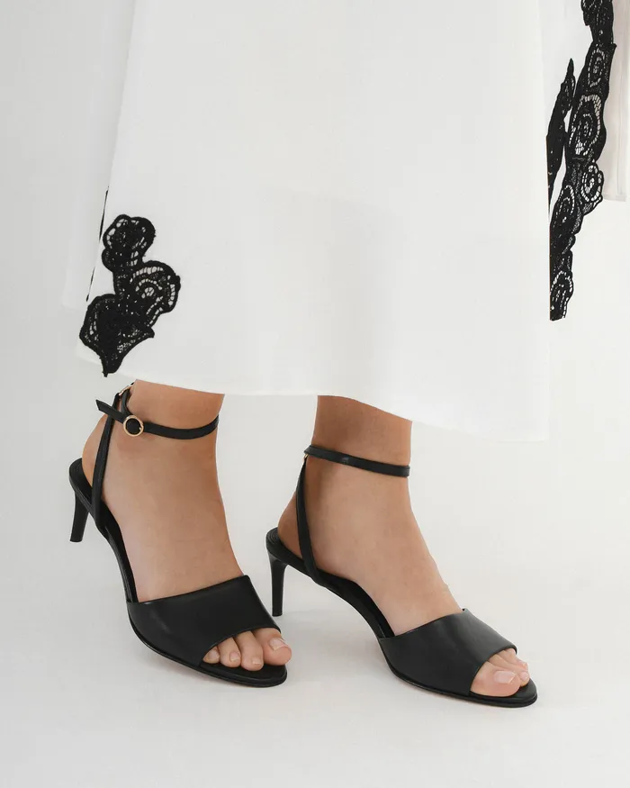 MID SANDALS Women jomercer Tanya mid heel sandals black leather