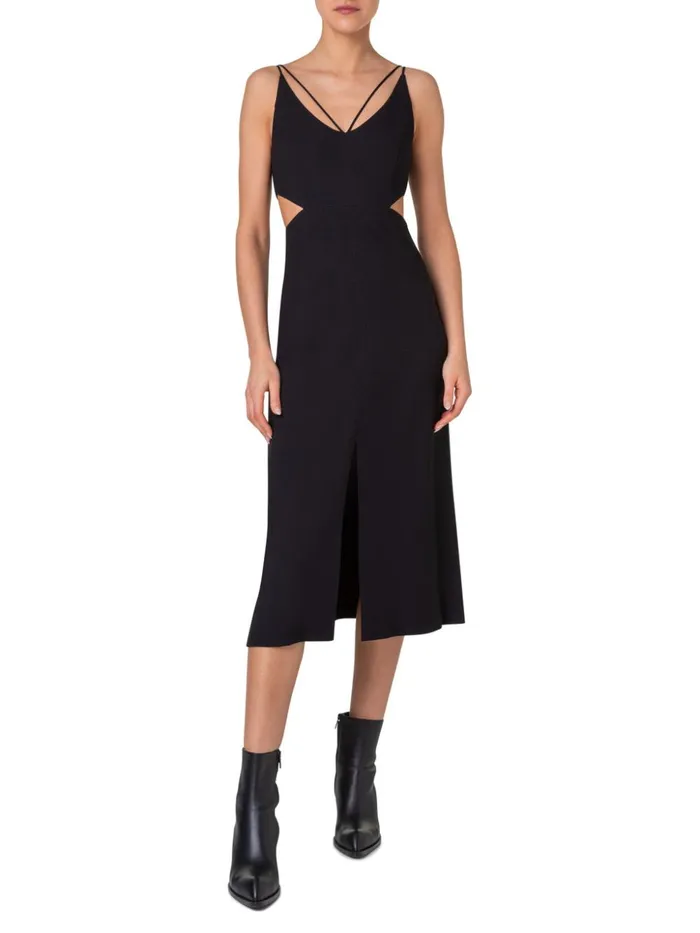 Midi Dress With Side Cut Outs Black Women Akris Dresses