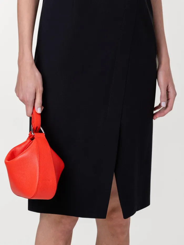 Mini Anna Hobo Bag In Leather Tangerine Women Akris Mini Bags