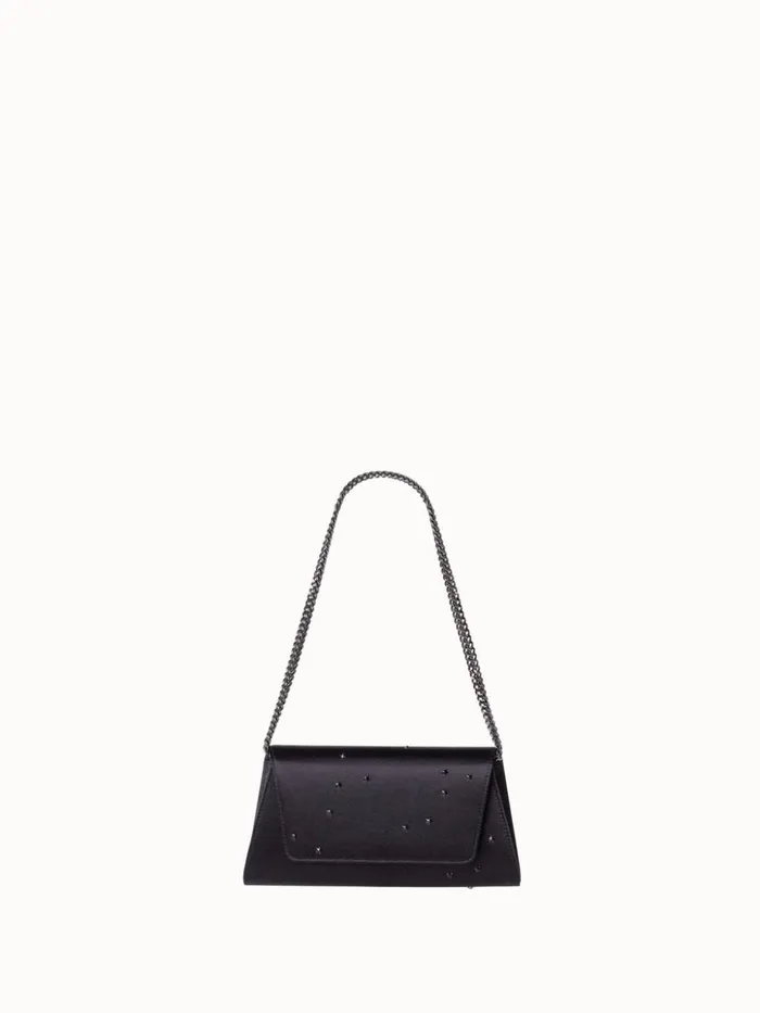 Mini Anouk Clutch In Satin And Leather With Swarovski Stars Black Women Akris Clutches