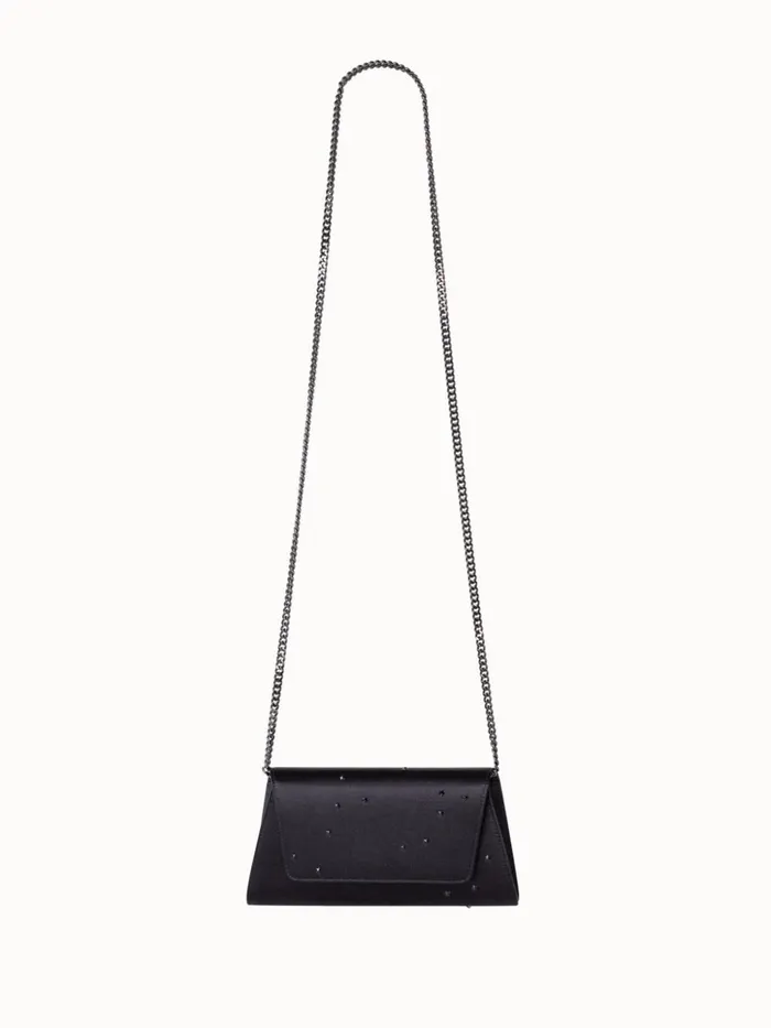 Mini Anouk Clutch In Satin And Leather With Swarovski Stars Black Women Akris Clutches