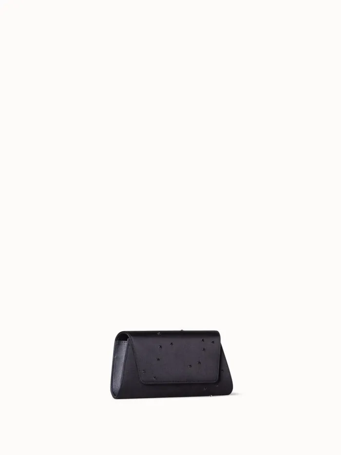 Mini Anouk Clutch In Satin And Leather With Swarovski Stars Black Women Akris Clutches
