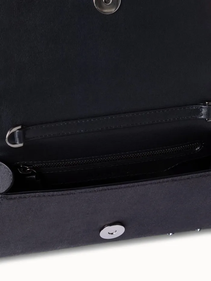 Mini Anouk Clutch In Satin And Leather With Swarovski Stars Black Women Akris Clutches