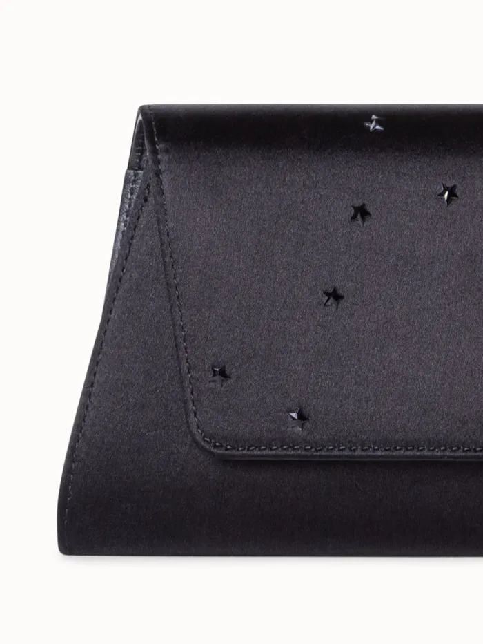 Mini Anouk Clutch In Satin And Leather With Swarovski Stars Black Women Akris Clutches