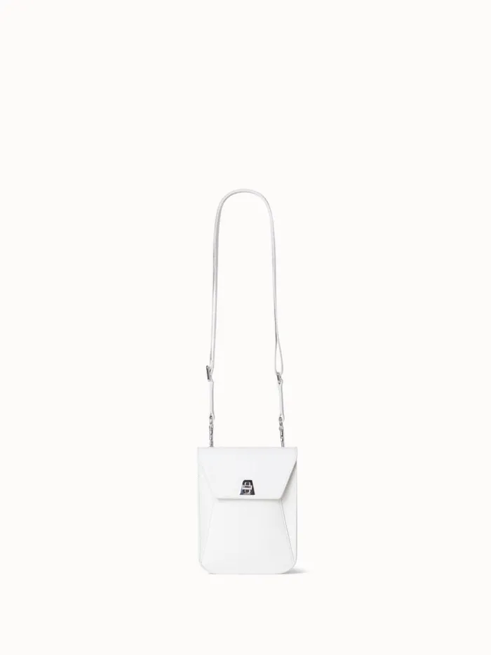 Mini Anouk Messenger Bag In Cervocalf Leather White Women Akris Messenger Bags