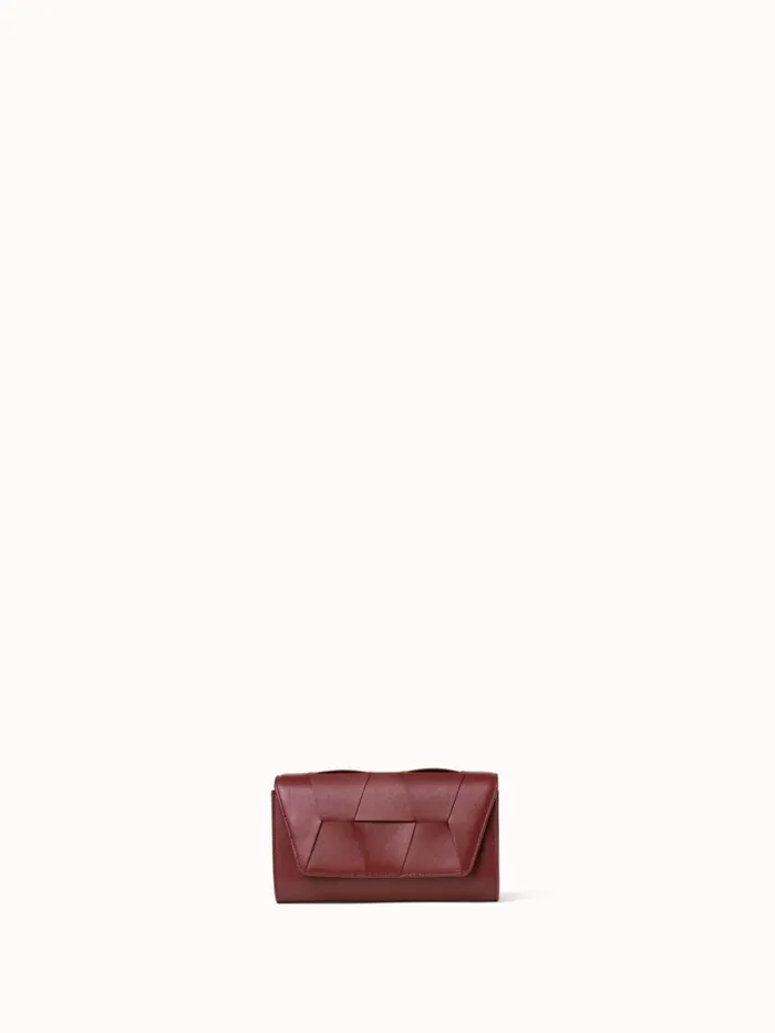 Mini Clutch In Braided Trapezoids Crimson Women Akris Mini Bags