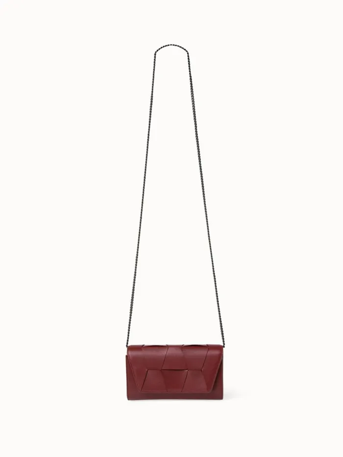 Mini Clutch In Braided Trapezoids Crimson Women Akris Mini Bags