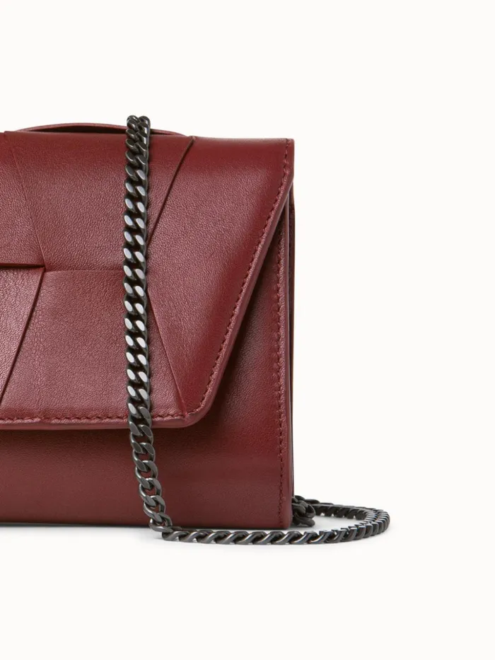 Mini Clutch In Braided Trapezoids Crimson Women Akris Mini Bags