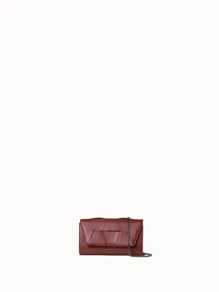 Mini Clutch In Braided Trapezoids Crimson Women Akris Mini Bags