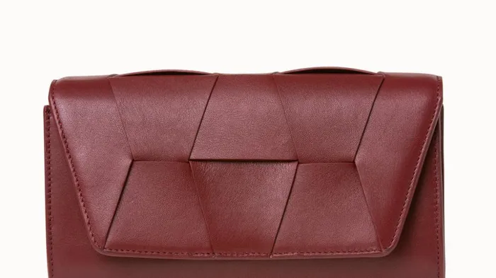 Mini Clutch In Braided Trapezoids Crimson Women Akris Mini Bags