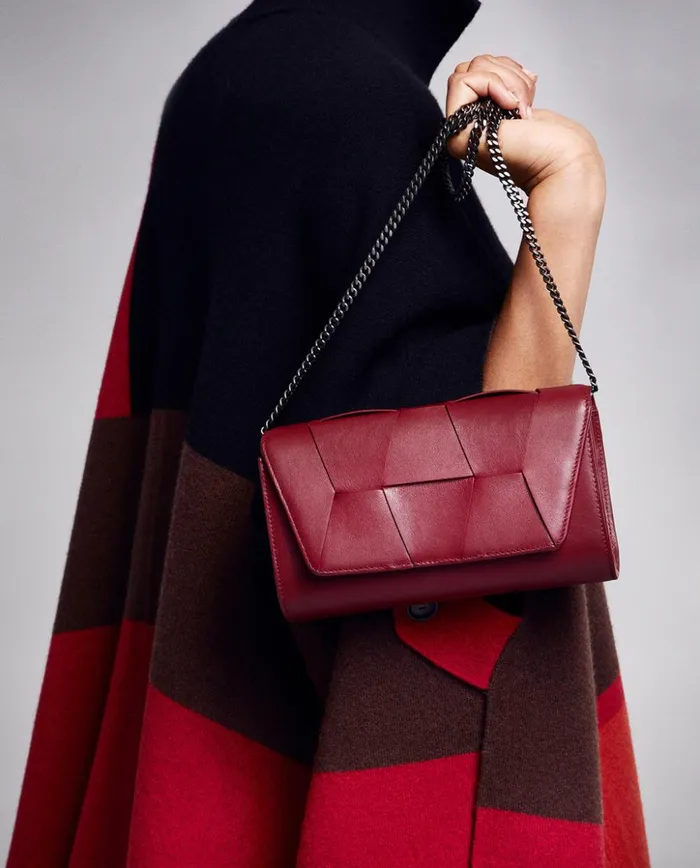 Mini Clutch In Braided Trapezoids Crimson Women Akris Mini Bags