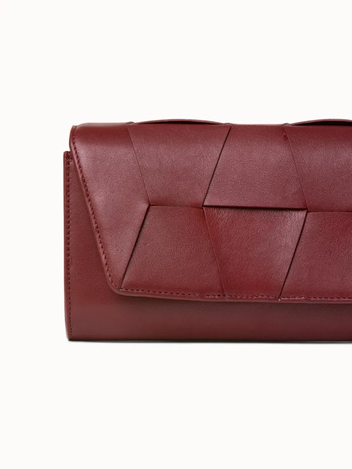 Mini Clutch In Braided Trapezoids Crimson Women Akris Mini Bags