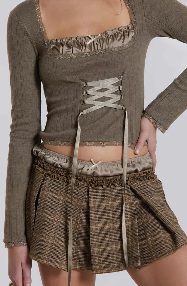 Mini Skirts Women Jaded London Juliette Check Satin Boxer Micro Mini Skirt