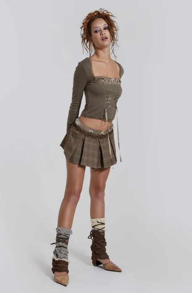 Mini Skirts Women Jaded London Juliette Check Satin Boxer Micro Mini Skirt