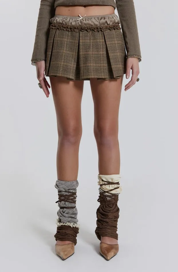 Mini Skirts Women Jaded London Juliette Check Satin Boxer Micro Mini Skirt