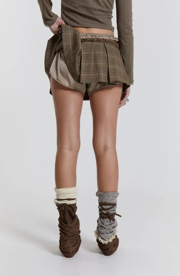 Mini Skirts Women Jaded London Juliette Check Satin Boxer Micro Mini Skirt