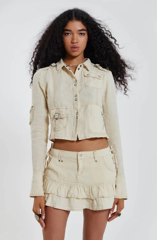 Mini Skirts Women Jaded London Santal Linen Cargo Mini Skirt