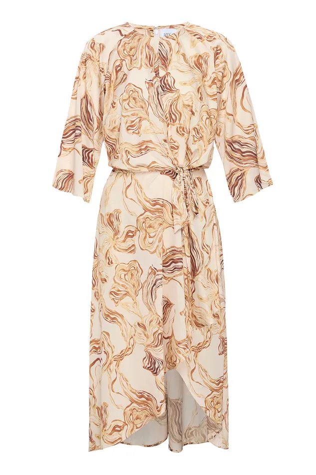 Misa Los Angeles Adina Dress Golden Straw Satin Women Dresses