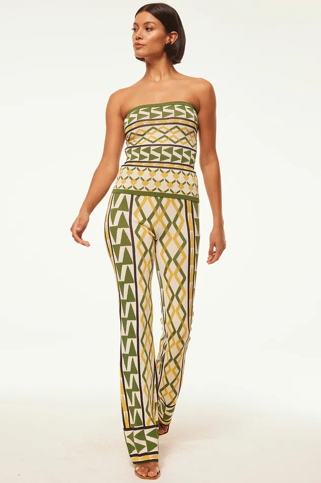 Misa Los Angeles Aida Top Limoncello Geo Jacquard Women Matching Sets