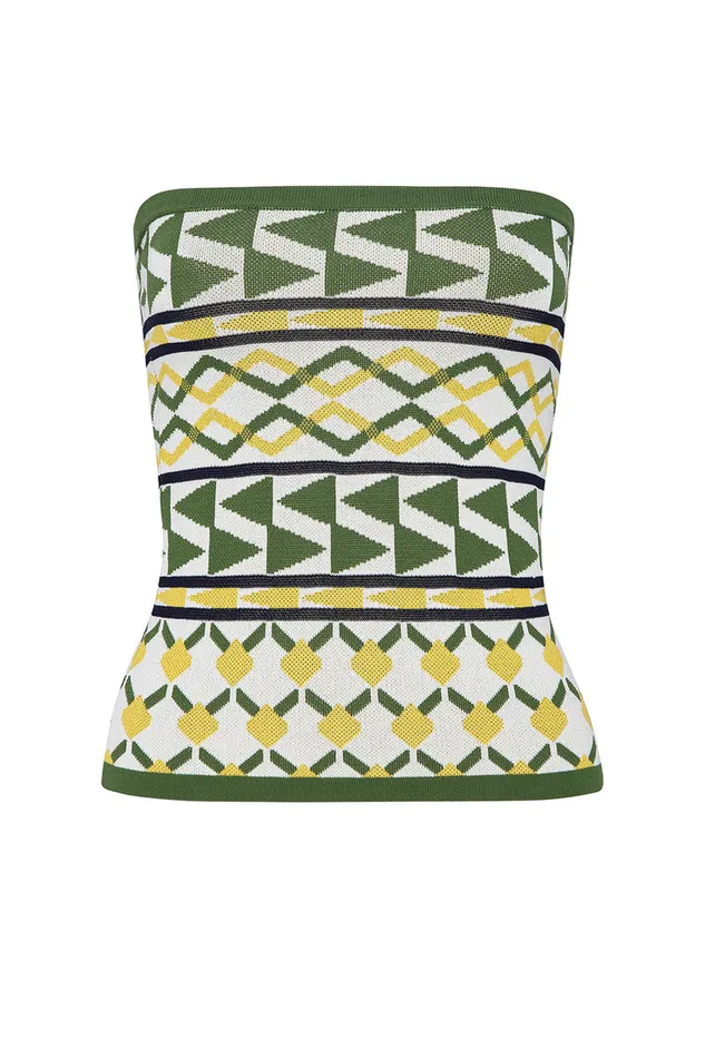 Misa Los Angeles Aida Top Limoncello Geo Jacquard Women Matching Sets